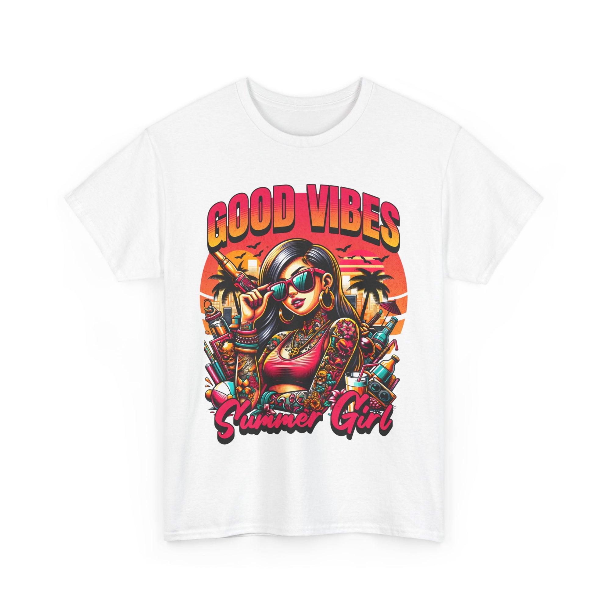 Good Vibes Summer Girl Tee, Unisex Cotton T-Shirt, Trendy Summer Apparel, Casual Beachwear, Fun Gift for Friends, Vacation Outfit