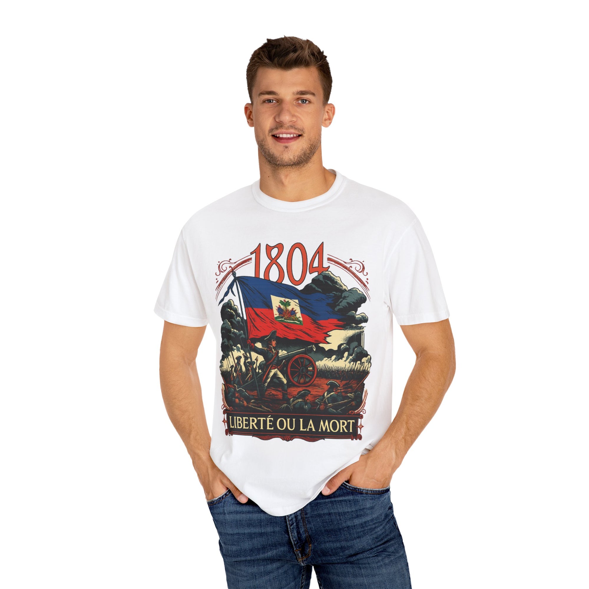 Haitian Heritage T-Shirt, Celebrate Freedom, Liberty or Death Graphic Tee, Unisex Garment-Dyed Shirt, Cultural Celebration Apparel