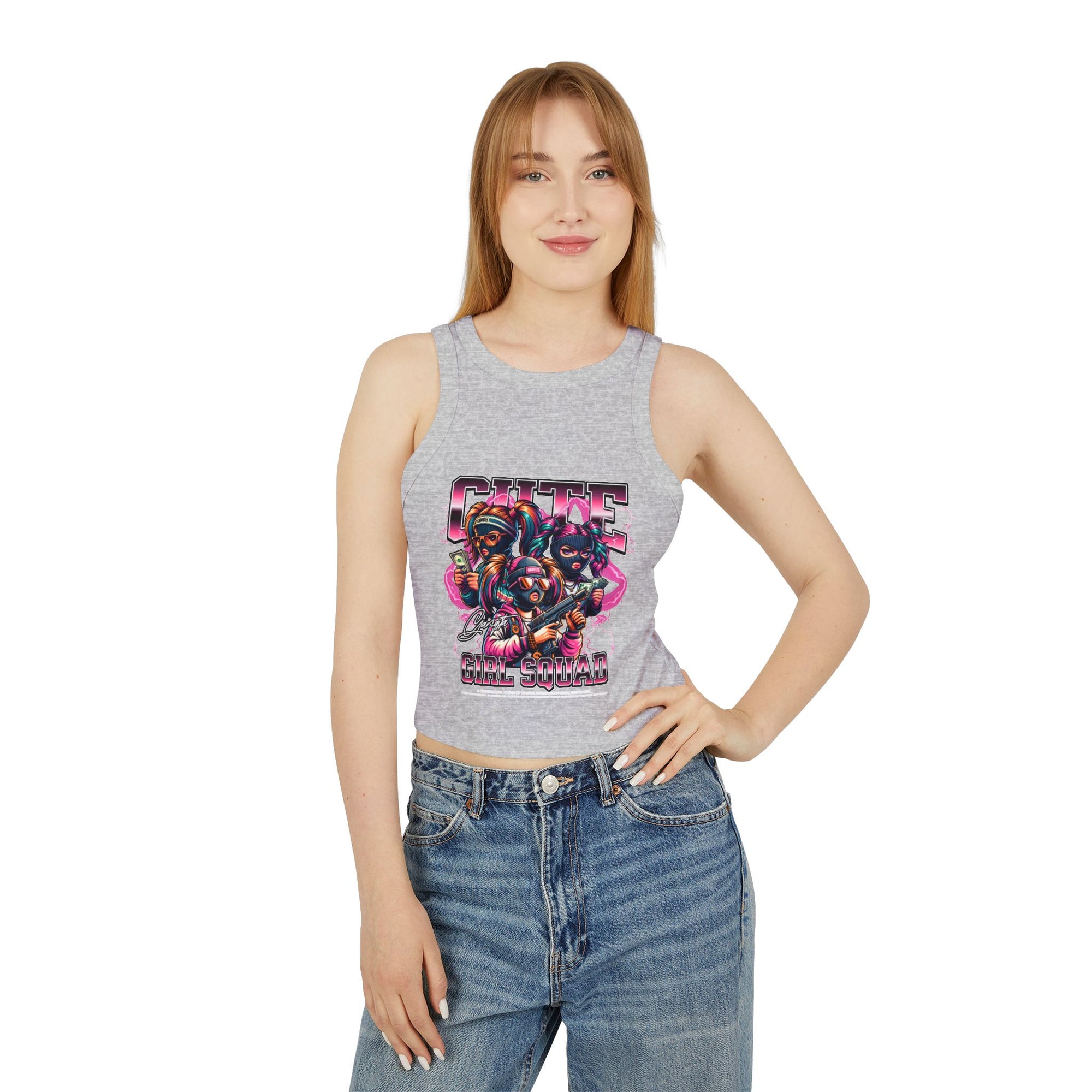 Cute Girl Squad Crop Top – Anime Style Graphic Tank – Women's Streetwear