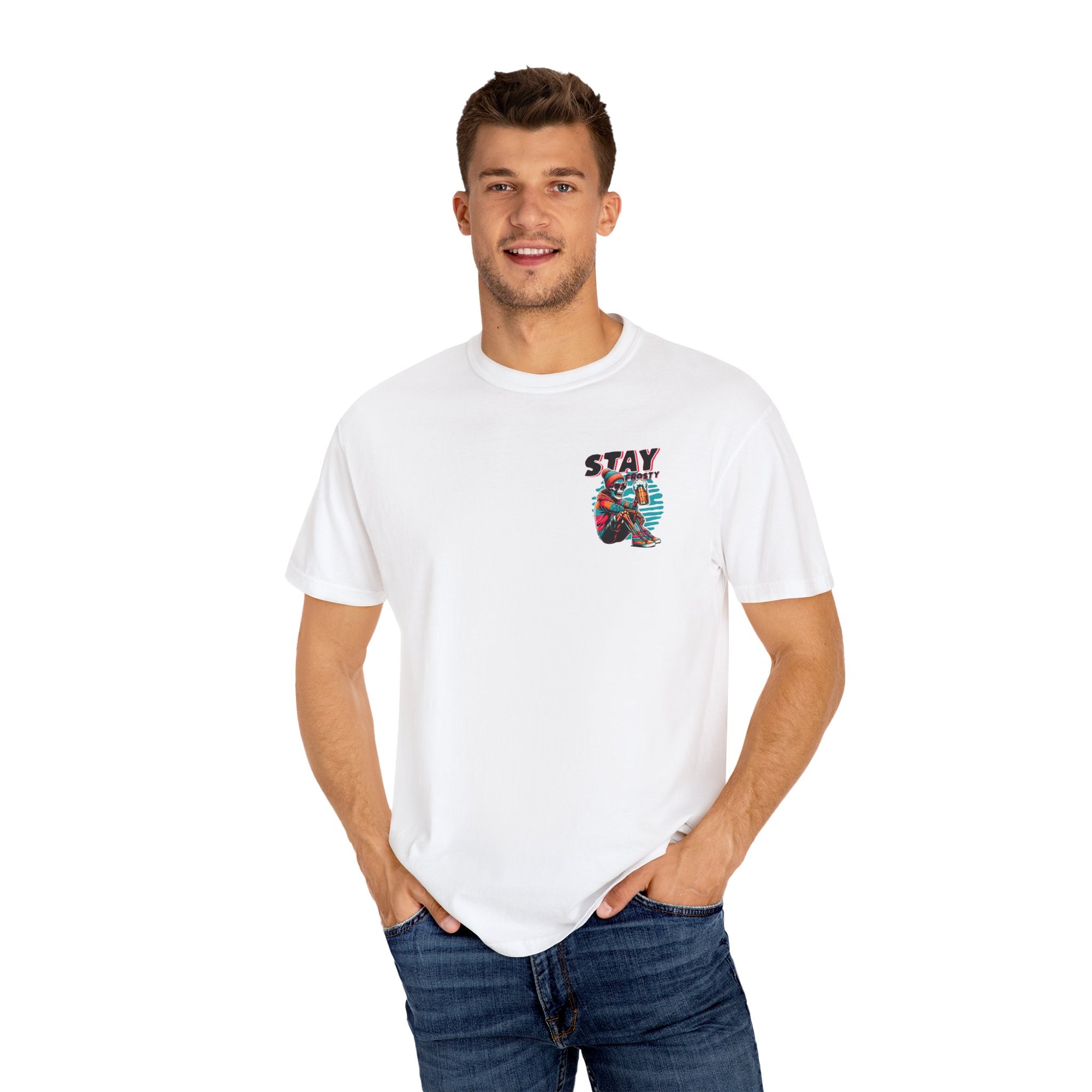 Stay Frosty Unisex T-Shirt, Cool Graphic Tee, Casual Wear, Gift for Friends, Beer Lover Shirt