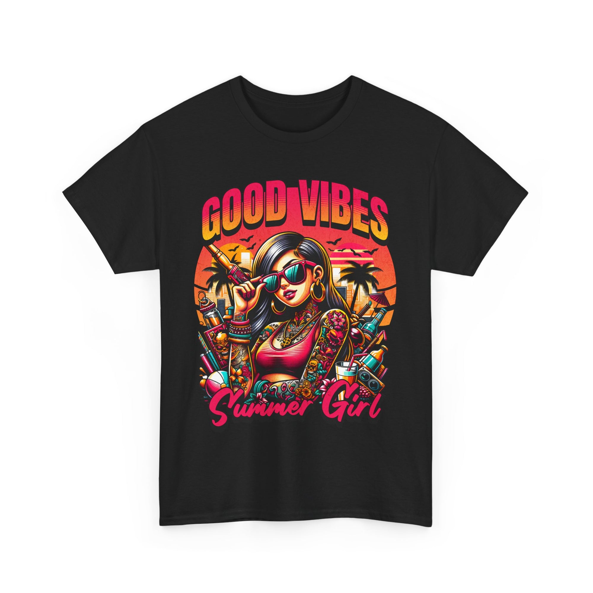 Good Vibes Summer Girl Tee, Unisex Cotton T-Shirt, Trendy Summer Apparel, Casual Beachwear, Fun Gift for Friends, Vacation Outfit