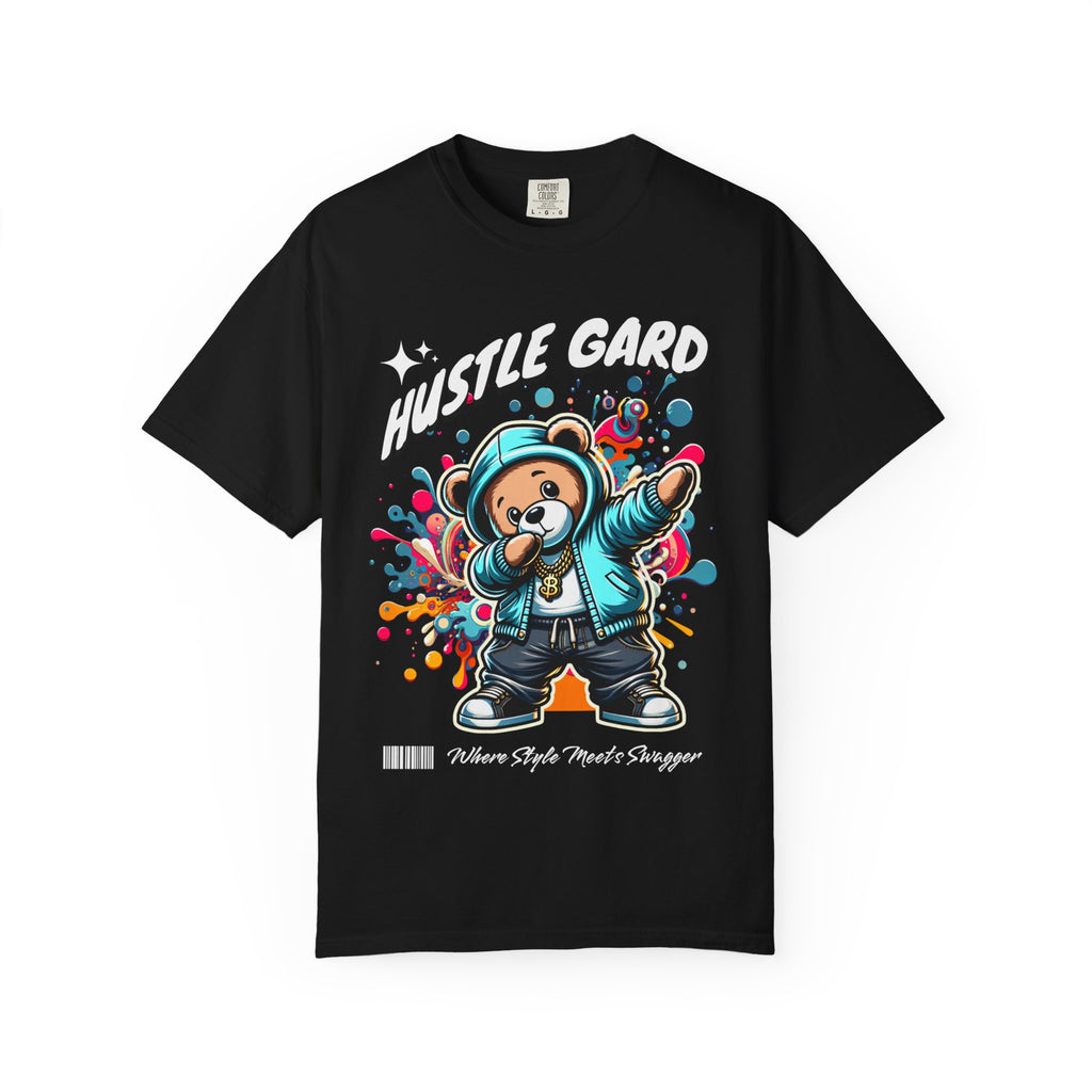 Hustle Bear Graphic T-Shirt, Trendy Streetwear Tee, Cool Unisex Top, Perfect Gift for Hip-Hop Lovers, Fashionable Everyday Wear