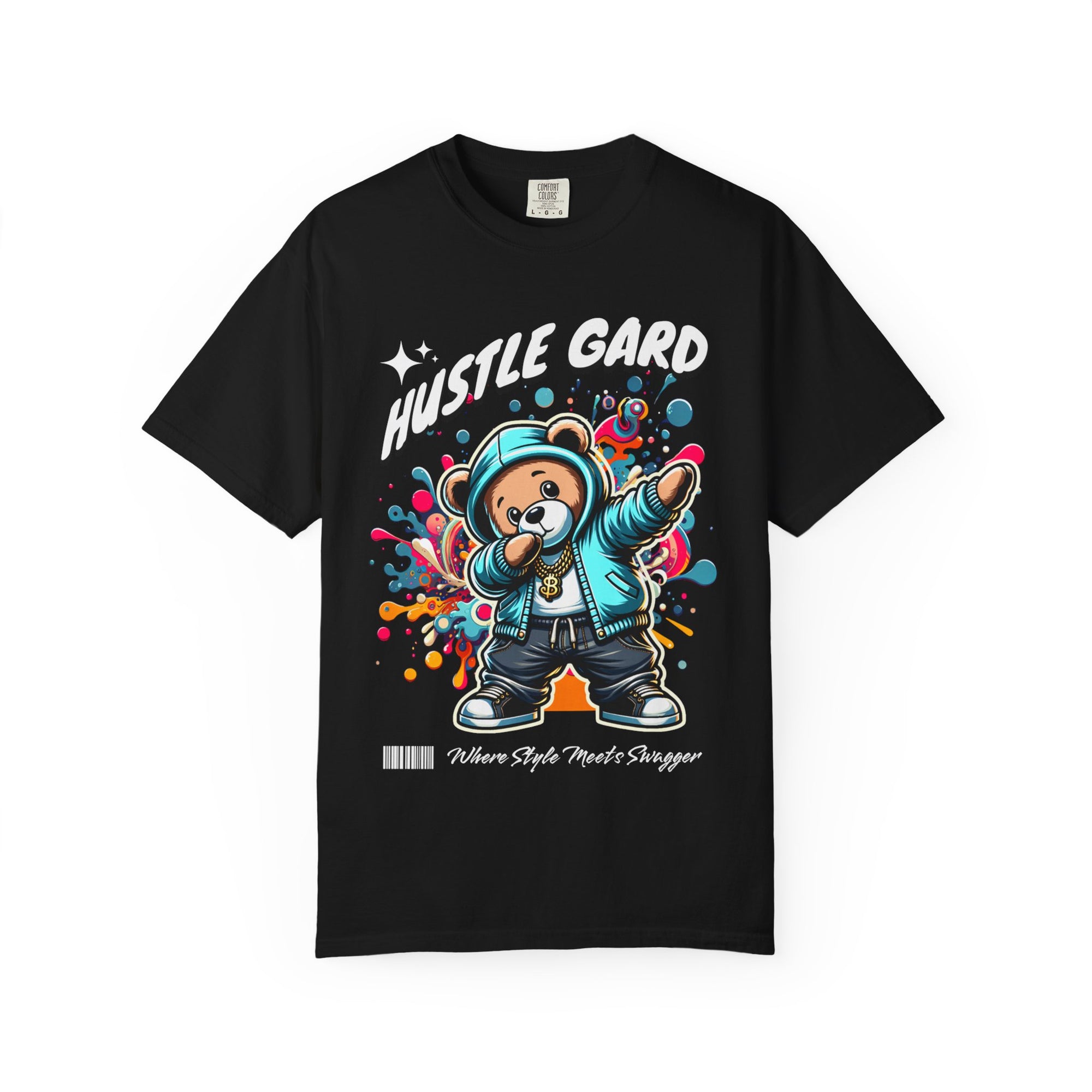 Hustle Bear Graphic T-Shirt, Trendy Streetwear Tee, Cool Unisex Top, Perfect Gift for Hip-Hop Lovers, Fashionable Everyday Wear