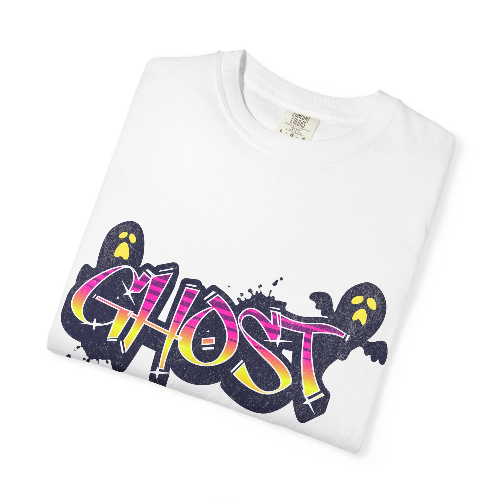 Ghostly Vibes Unisex Garment-Dyed T-Shirt for Halloween Fun, Casual Wear, Graphic Tee, Spooky Season Apparel, Perfect Gift for Ghost Lovers