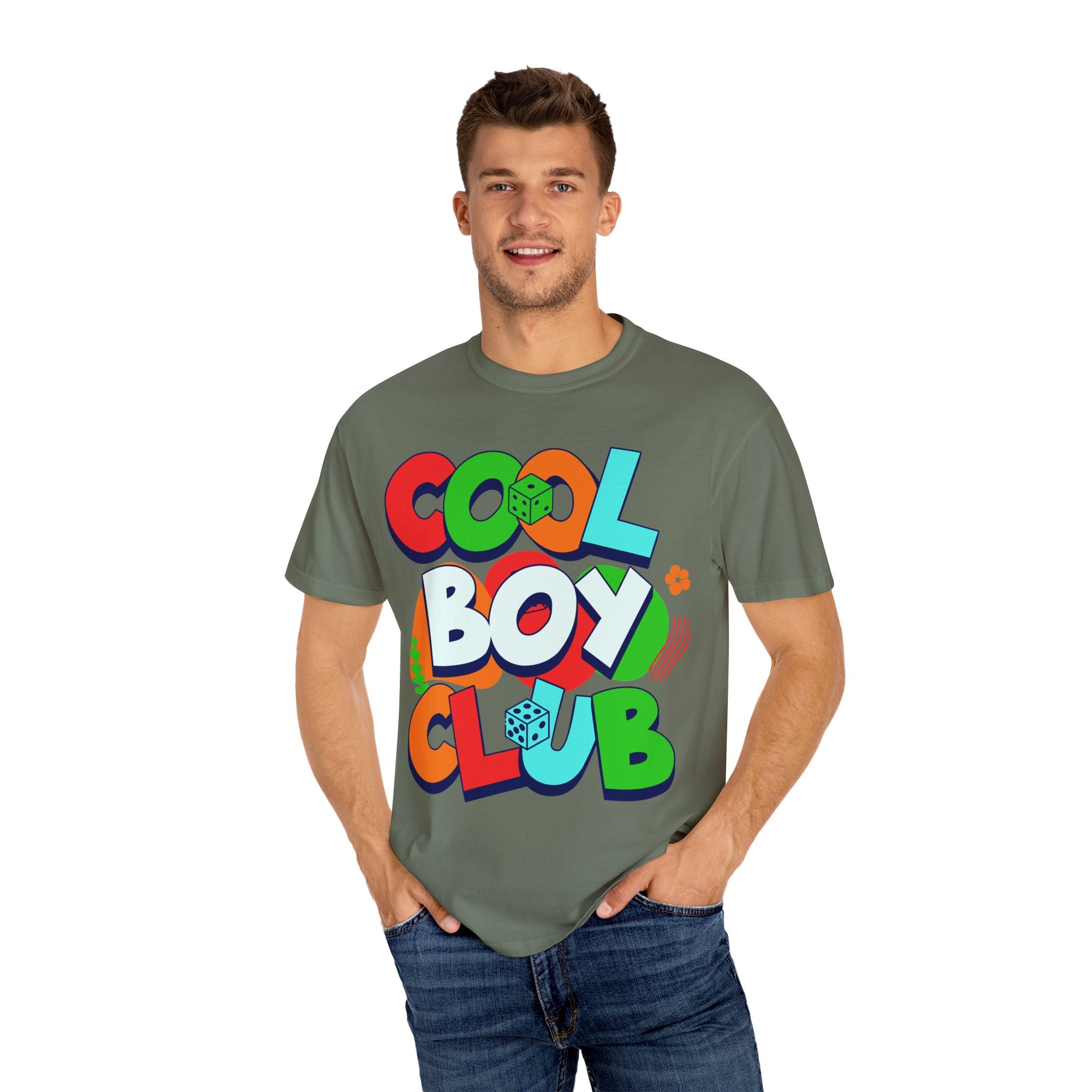 Cool Boy Club Unisex Garment-Dyed T-shirt, Trendy Tee, Youth Apparel, Gift for Kids, Summer Fashion, Graphic Top