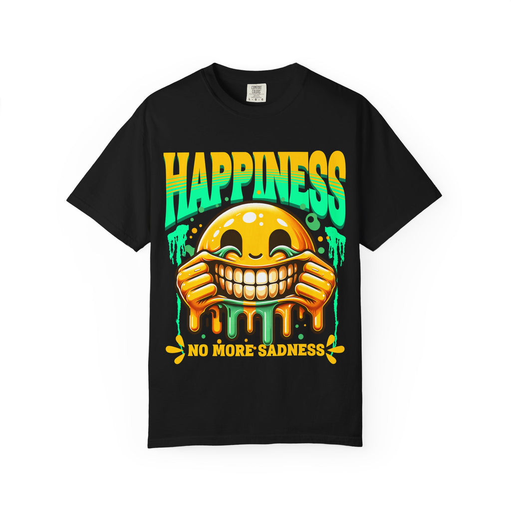 Happy Vibes Unisex T-shirt – No More Sadness, Funny Shirt, Gift for Friends, Casual Wear, Positive Message