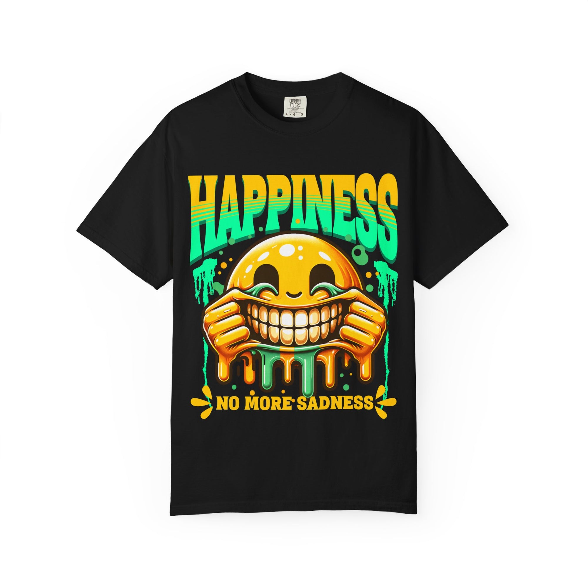 Happy Vibes Unisex T-shirt – No More Sadness, Funny Shirt, Gift for Friends, Casual Wear, Positive Message