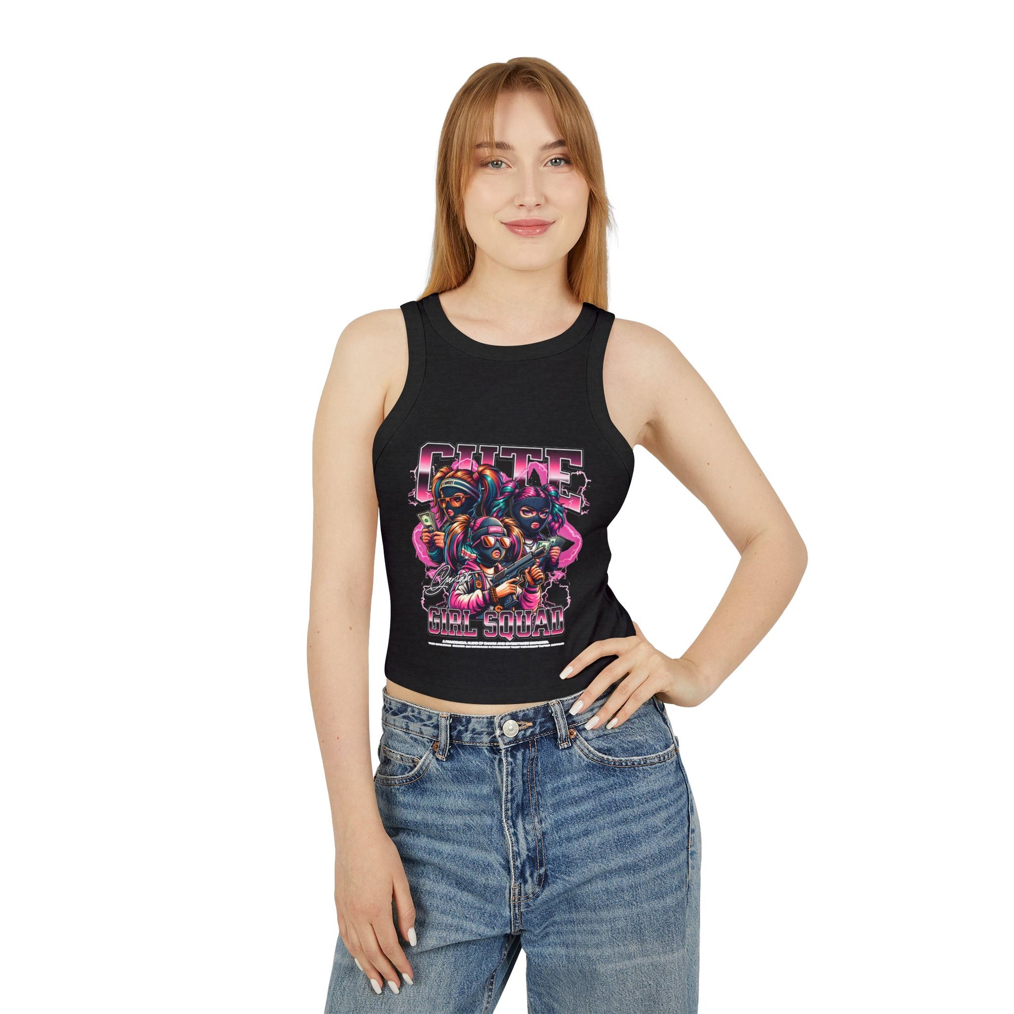 Cute Girl Squad Crop Top – Anime Style Graphic Tank – Women's Streetwear