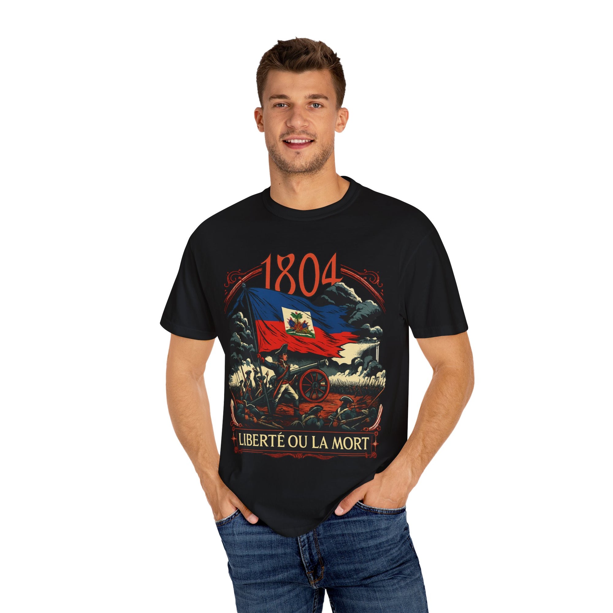 Haitian Heritage T-Shirt, Celebrate Freedom, Liberty or Death Graphic Tee, Unisex Garment-Dyed Shirt, Cultural Celebration Apparel