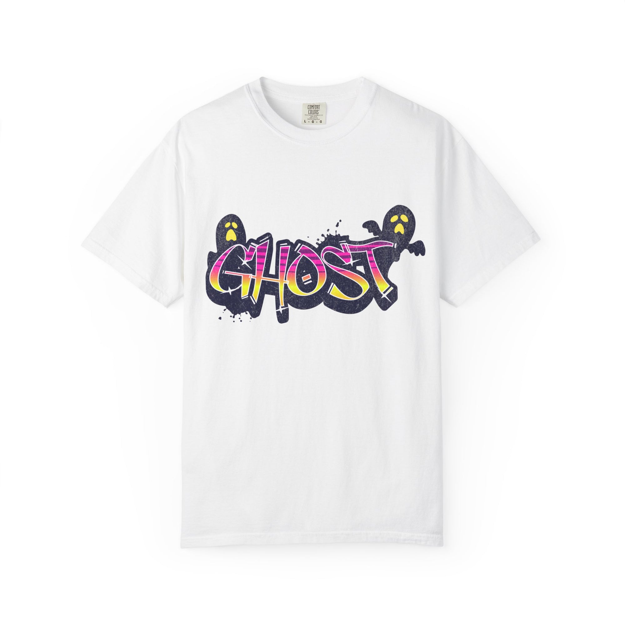 Ghostly Vibes Unisex Garment-Dyed T-Shirt for Halloween Fun, Casual Wear, Graphic Tee, Spooky Season Apparel, Perfect Gift for Ghost Lovers