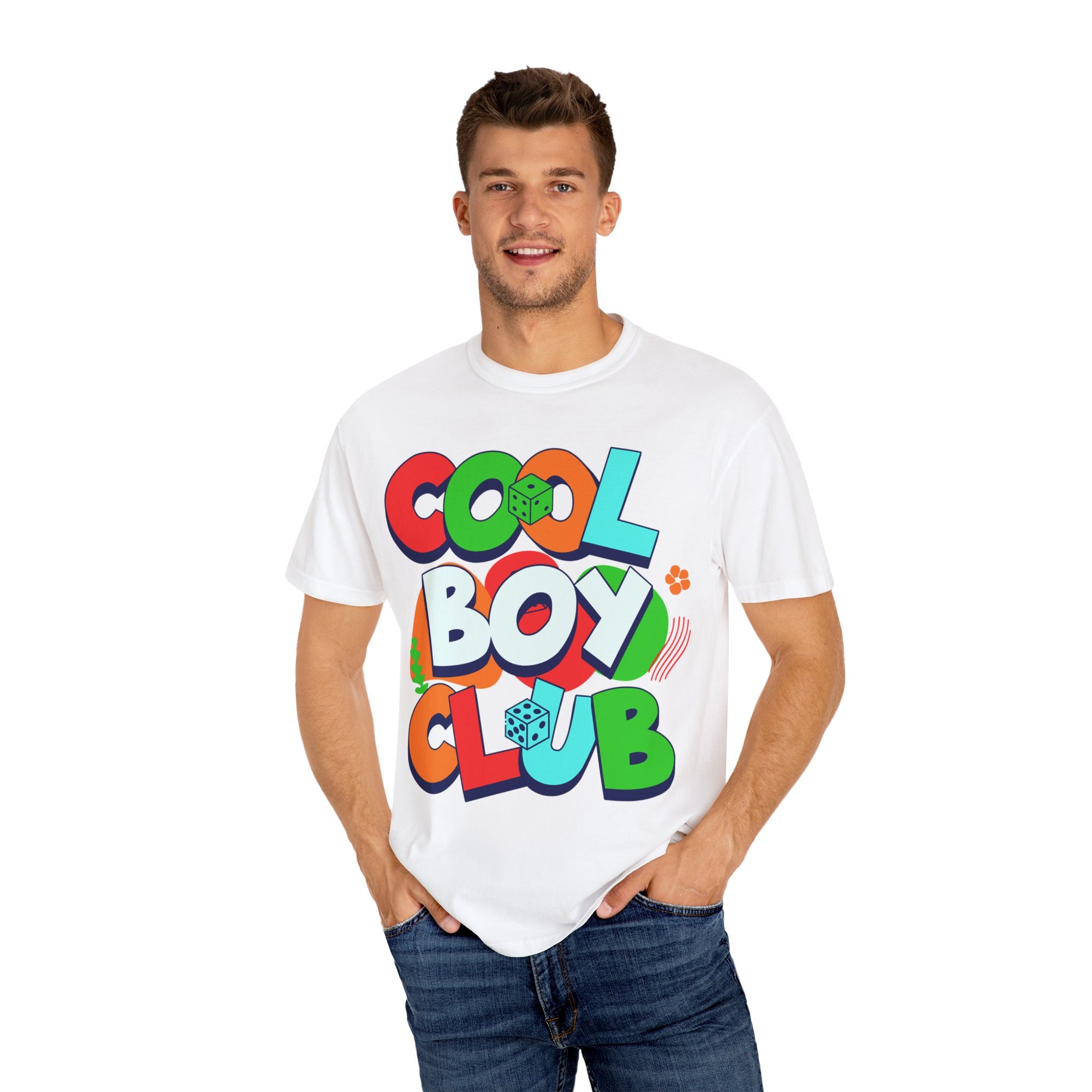 Cool Boy Club Unisex Garment-Dyed T-shirt, Trendy Tee, Youth Apparel, Gift for Kids, Summer Fashion, Graphic Top