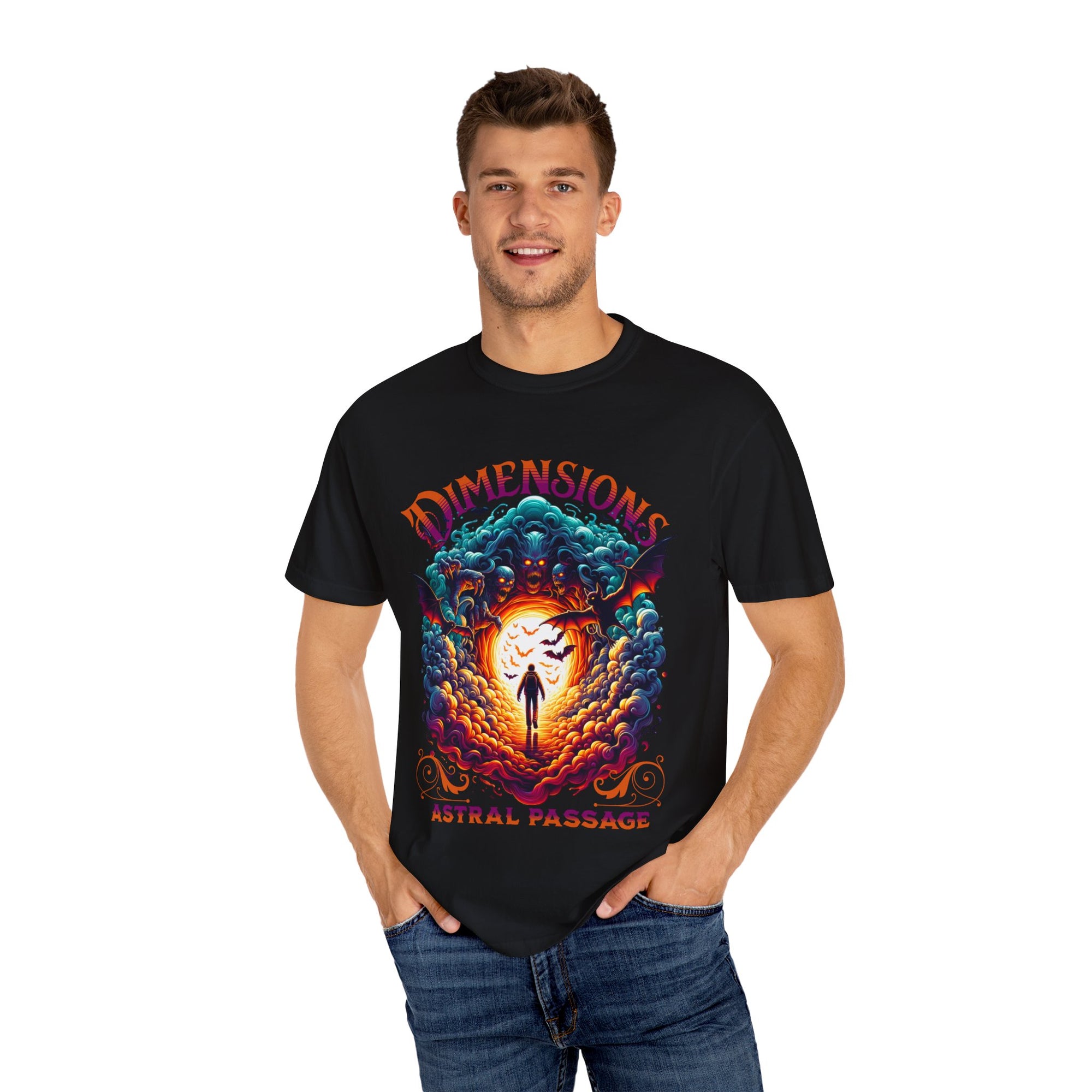 Dimensions Astral Passage T-Shirt, Unisex Graphic Tee, Vintage Style Shirt, Cosmic Art Tee, Gifts for Astral Travel Lovers