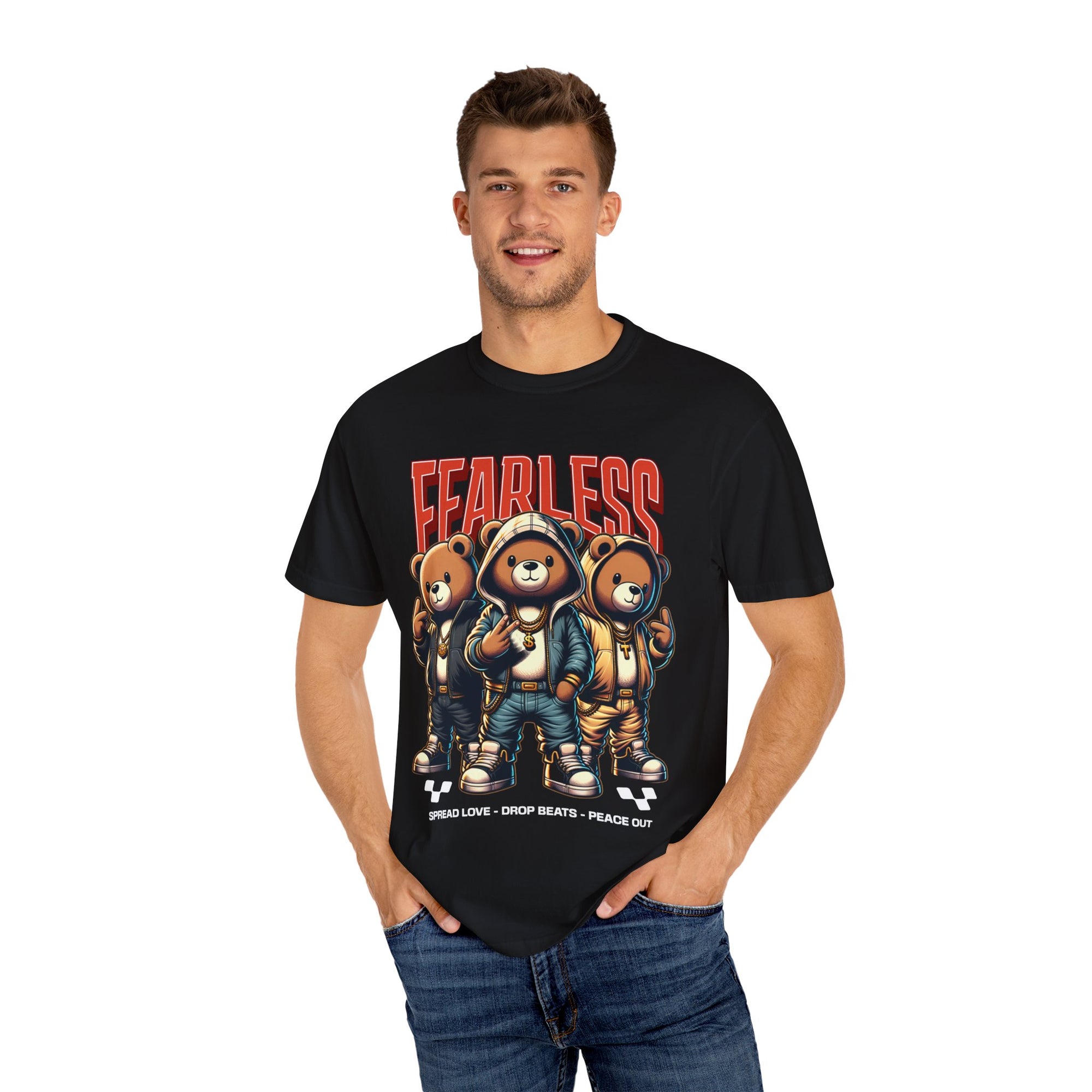 Fearless Graphic T-Shirt, Unisex Cool Bear Tee, Streetwear Fashion, Music Festival Wear, Unique Gift for Teens